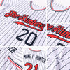 Custom White Black Pinstripe Red-Black Authentic Baseball Jersey