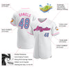 Custom White Light Blue-Pink Authentic Baseball Jersey