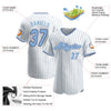 Custom White Light Blue Pinstripe Light Blue-Navy Authentic Baseball Jersey