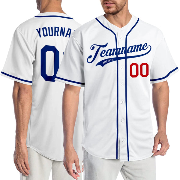 Custom White Royal-Red Authentic Baseball Jersey