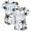 Custom White White-Light Blue 3D Pattern Design Hawaii Palm Trees Authentic Baseball Jersey